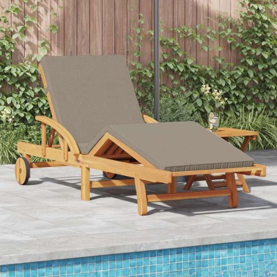 Tumbona con cojín Taupé 200 x 67 x 84cm Madera maciza de Acacia