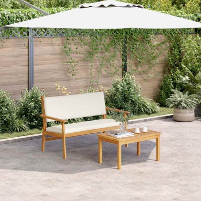 Banco de jardín con cojín Marrón Madera maciza de Acacia