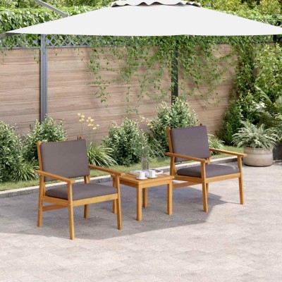 Silla de Jardín con cojín 2 pcs Marrón Madera maciza de Acacia