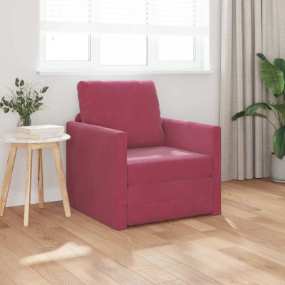 Sofá Cama de Piso Rojo vino tinto 74 x 77 x 81 cm Terciopelo