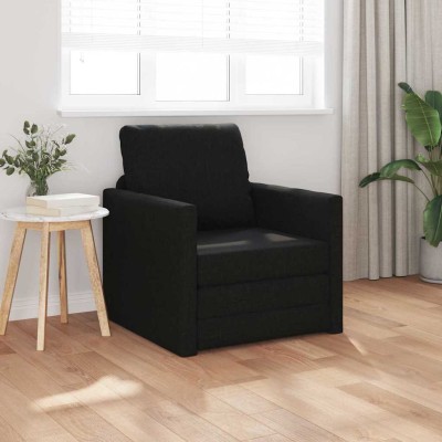 Sofá Cama con cojín Negro 74 x 77 x 81 cm tela