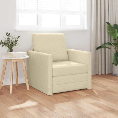 Sofá Cama con cojín Crema 74 x 77 x 81 cm tela