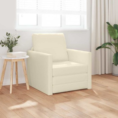 Sofá Cama de Suelo Crema 74 x 77 x 81 cm Cuero sintético