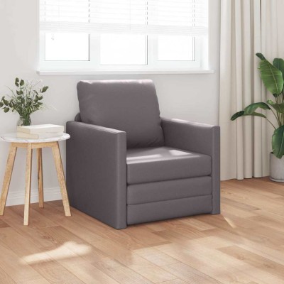 Sofá Cama de Suelo Gris 74 x 77 x 81 cm Cuero sintético