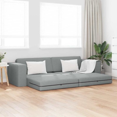Sofá cama Gris claro 245 x 78 x 77 cm tela