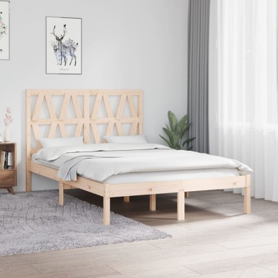 Estructura de cama doble pequeña sin colchón madera maciza