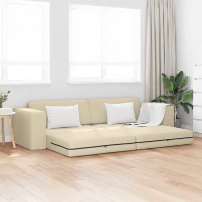Sofá cama Crema 245 x 78 x 77 cm tela