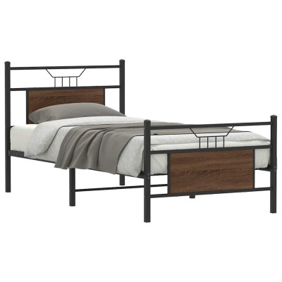 Estructura de cama sin colchón madera marrón roble 75x190 cm