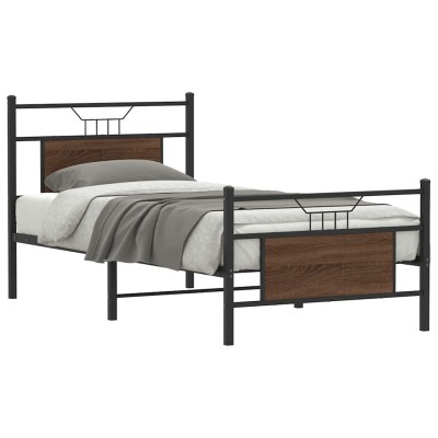 Estructura de cama sin colchón madera marrón roble 80x200 cm