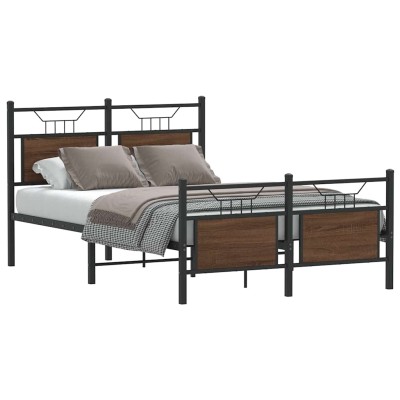Estructura de cama sin colchón madera marrón roble 120x190 cm