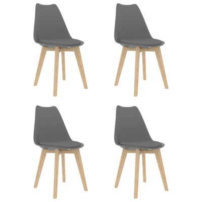 Sillas de comedor 4 unidades plástico gris