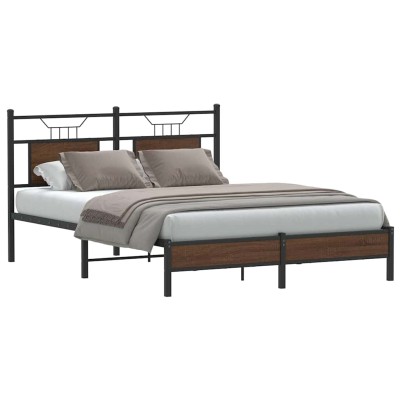 Estructura de cama sin colchón madera marrón roble 137x190 cm