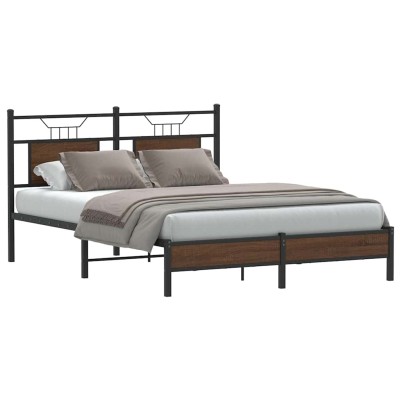 Estructura de cama sin colchón madera marrón roble 140x190 cm