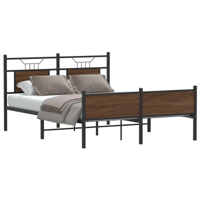 Estructura de cama sin colchón madera marrón roble 140x200 cm