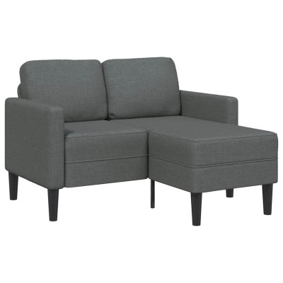 Sofá de 2 plazas con chaise longue en forma L gris oscuro 125cm