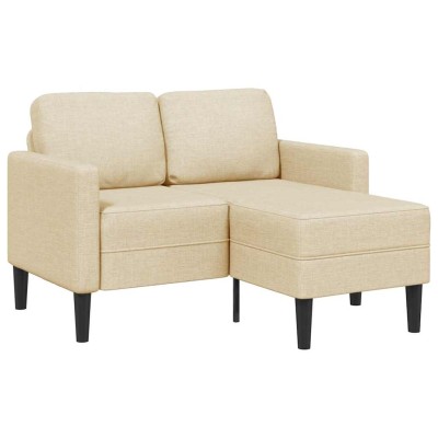 Sofá de 2 plazas con chaise longue en forma L tela crema 125 cm