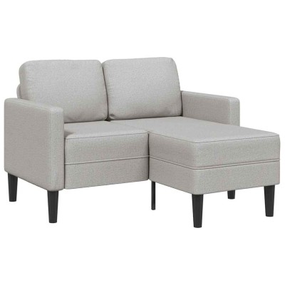 Sofá de 2 plazas con chaise longue en forma L gris nube 125 cm