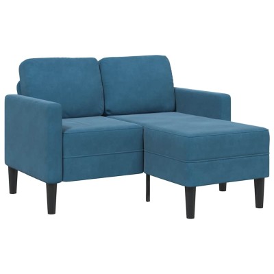 Sofá 2 plazas con chaise longue en forma L azul 125 cm