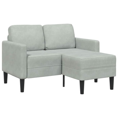 Sofá de 2 plazas con chaise longue en forma L gris claro 125 cm