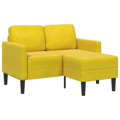 Sofá 2 plazas con chaise longue en forma L amarillo 125 cm