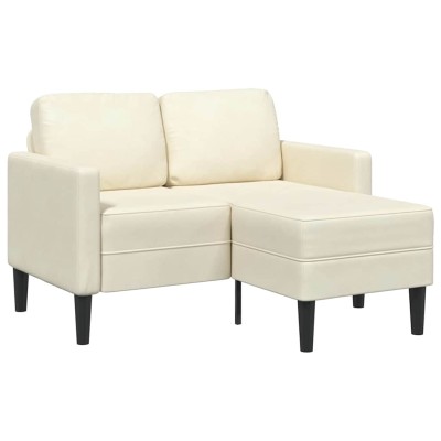 Sofá de 2 plazas con chaise longue en forma de L crema 125 cm