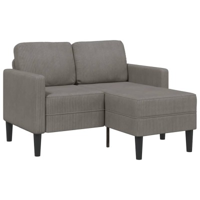 Sofá de 2 plazas con chaise longue en forma L gris claro 125 cm