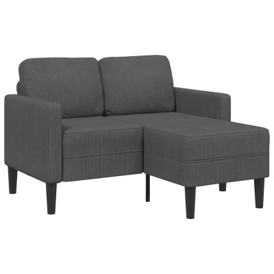 Sofá de 2 plazas con chaise longue en forma L gris oscuro 125cm