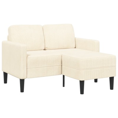 Sofá de 2 plazas con chaise longue en forma de L crema 125cm