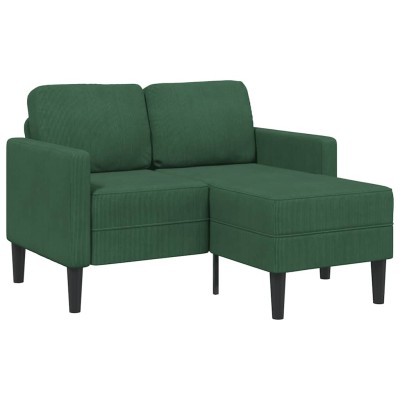 Sofá de 2 plazas con chaise longue en forma de L verde oscuro 125 cm
