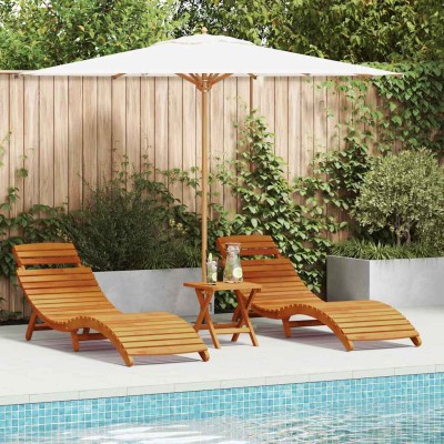 Tumbona 3 pcs Marrón 40 x 40 x 40cm Madera maciza de Acacia