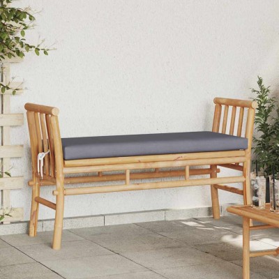 Banco de jardín con cojín Marrón 110 x 38 x 65cm Bambú