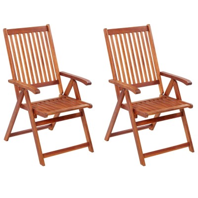 Sillas plegables de jardín 2 uds madera maciza acacia marrón