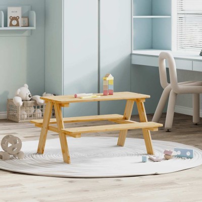 Mesa infantil con bancos   "IRUN" 90x79,5x50 cm madera maciza