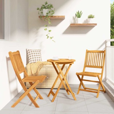 Juego Bistro de Jardín 3 pcs Marrón madera maciza de acacia