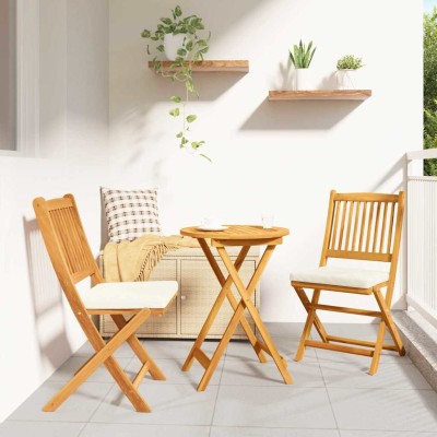 Juego Bistro de Jardín 3 pcs Marrón madera maciza de acacia