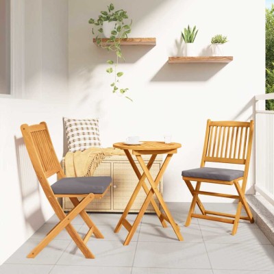 Juego Bistro de Jardín 3 pcs Marrón madera maciza de acacia
