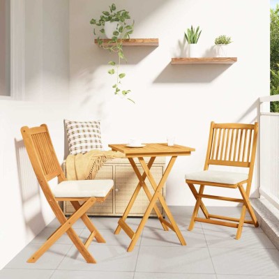 Juego Bistro de Jardín 3 pcs Marrón madera maciza de acacia