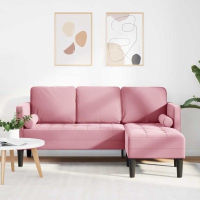 Juego de Sofá Rosa Polvoriento 173 x 131 x 67 cm Terciopelo