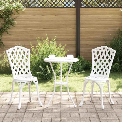 Juego Bistro de Jardín 3 pcs Blanco Aluminio