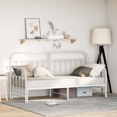 Estructura de cama de día con cabecera Blanco 80 x 200 cm Acero
