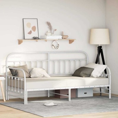 Estructura de cama de día con cabecera Blanco 90 x 190 cm Acero
