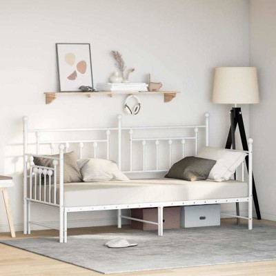Estructura de cama de día con cabecera Blanco 80 x 200 cm Acero