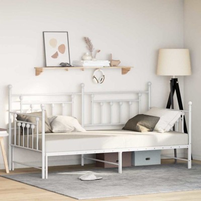 Estructura de cama de día con cabecera Blanco 90 x 190 cm Acero