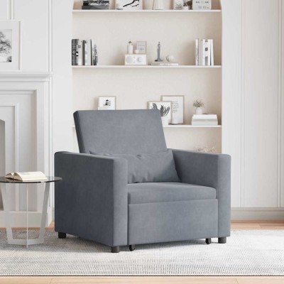 Sofá Cama Individual Gris oscuro 90 x 165 x 87 cm Terciopelo