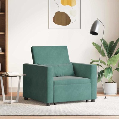 Sofá Cama Individual Verde oscuro 90 x 165 x 87 cm Terciopelo