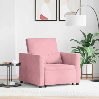 Sofá Cama Individual Rosa claro 90 x 165 x 87 cm Terciopelo