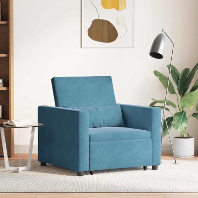 Sofá Cama Individual Azul 90 x 165 x 87 cm Terciopelo