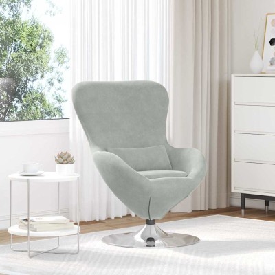 Sillón huevo Gris claro 63 x 73 x 90 cm Terciopelo