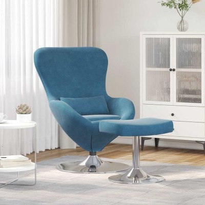 Sillón huevo 2 pcs Azul 63 x 73 x 90 cm Terciopelo