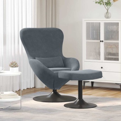 Sillón huevo 2 pcs Gris oscuro 63 x 73 x 90 cm Terciopelo